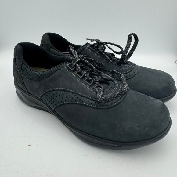 SAS Black Nubuck Leather Lace Up Walking Shoes Comfort 10N Orthopedic - Picture 1 of 9